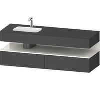 Duravit Qatego lavabo encastré avec meuble sous-lavabo en console, 1600x550x600mm, niche blanc brillant, vasque à gauche, QA4795022490000, Couleur: Graphite mat
