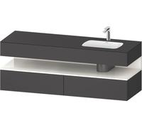 Duravit Qatego lavabo encastré avec meuble sous-lavabo en console, 1600x550x600mm, niche blanc brillant, vasque à droite, QA4796022490000, Couleur: Graphite mat