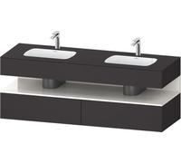 Duravit Qatego lavabo encastré avec meuble sous-lavabo en console, 1600x550x600mm, niche blanc brillant, lavabo double, QA4797022800010, Couleur: Graphite supermat/avec éclairage de niche