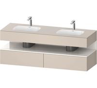 Duravit Qatego lavabo encastré avec meuble sous-lavabo en console, 1600x550x600mm, niche blanc brillant, lavabo double, QA4797022830010, Couleur: Taupe Supermatt/avec Ã©clairage de niche