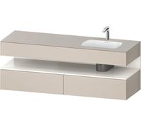 Duravit Qatego lavabo encastré avec meuble sous-lavabo en console, 1600x550x600mm, niche blanc brillant, vasque à droite, QA4796022910010, Couleur: Taupe mat/avec Ã©clairage de niche