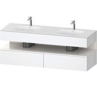 Duravit Qatego lavabo encastré avec meuble sous-lavabo en console, 1600x550x600mm, niche blanc brillant, lavabo double, QA4797022180000, Couleur: Blanc Mat