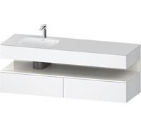 Duravit Qatego lavabo encastré avec meuble sous-lavabo en console, 1600x550x600mm, niche blanc brillant, vasque à gauche, QA4795022180010, Couleur: Blanc mat/avec éclairage de niche