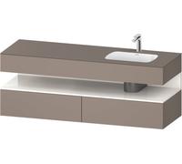 Duravit Qatego lavabo encastré avec meuble sous-lavabo en console, 1600x550x600mm, niche blanc brillant, vasque à droite, QA4796022430000, Couleur: Basalte mat