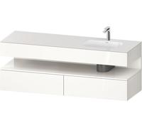 Duravit Qatego lavabo encastré avec meuble sous-lavabo en console, 1600x550x600mm, niche blanc brillant, vasque à droite, QA4796022220010, Couleur: Blanc brillant/avec Ã©clairage de niche