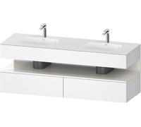Duravit Qatego lavabo encastré avec meuble sous-lavabo en console, 1600x550x600mm, niche blanc brillant, lavabo double, QA4797022180010, Couleur: Blanc mat/avec Ã©clairage de niche