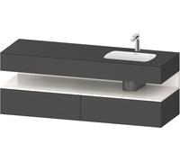 Duravit Qatego lavabo encastré avec meuble sous-lavabo en console, 1600x550x600mm, niche blanc brillant, vasque à droite, QA4796022490010, Couleur: Graphite mat/avec Ã©clairage de niche