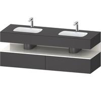 Duravit Qatego lavabo encastré avec meuble sous-lavabo en console, 1600x550x600mm, niche blanc brillant, lavabo double, QA4797022490000, Couleur: Graphite mat