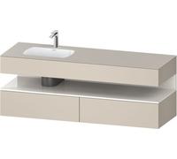 Duravit Qatego lavabo encastré avec meuble sous-lavabo en console, 1600x550x600mm, niche blanc brillant, vasque à gauche, QA4795022830000, Couleur: taupe supermatt