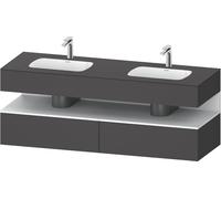 Duravit Qatego lavabo encastré avec meuble sous-lavabo en console, 1600x550x600mm, niche blanc mat, lavabo double, QA4797018490010, Couleur: Graphite mat/avec Ã©clairage de niche
