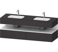 Duravit Qatego lavabo encastré avec meuble sous-lavabo en console, 1600x550x600mm, niche blanc mat, lavabo double, QA4797018800000, Couleur: supermatt en graphite