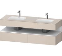 Duravit Qatego lavabo encastré avec meuble sous-lavabo en console, 1600x550x600mm, niche blanc mat, lavabo double, QA4797018830010, Couleur: Taupe Supermatt/avec Ã©clairage de niche