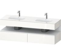 Duravit Qatego lavabo encastré avec meuble sous-lavabo en console, 1600x550x600mm, niche blanc mat, lavabo double, QA4797018220000, Couleur: Blanc brillant