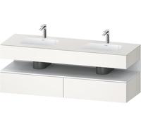 Duravit Qatego lavabo encastré avec meuble sous-lavabo en console, 1600x550x600mm, niche blanc mat, lavabo double, QA4797018840010, Couleur: Blanc supermat/avec Ã©clairage de niche
