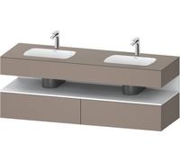Duravit Qatego lavabo encastré avec meuble sous-lavabo en console, 1600x550x600mm, niche blanc mat, lavabo double, QA4797018430010, Couleur: basalte mat/avec éclairage de niche