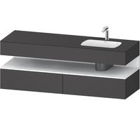 Duravit Qatego lavabo encastré avec meuble sous-lavabo en console, 1600x550x600mm, niche blanc mat, vasque à droite, QA4796018490000, Couleur: Graphite mat