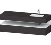 Duravit Qatego lavabo encastré avec meuble sous-lavabo en console, 1600x550x600mm, niche blanc mat, vasque à droite, QA4796018800010, Couleur: Graphite supermat/avec Ã©clairage de niche
