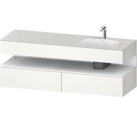 Duravit Qatego lavabo encastré avec meuble sous-lavabo en console, 1600x550x600mm, niche blanc mat, vasque à droite, QA4796018840010, Couleur: Blanc supermat/avec éclairage de niche