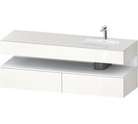 Duravit Qatego lavabo encastré avec meuble sous-lavabo en console, 1600x550x600mm, niche blanc mat, vasque à droite, QA4796018220000, Couleur: Blanc brillant