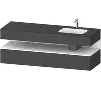 Duravit Qatego lavabo encastré avec meuble sous-lavabo en console, 1600x550x600mm, niche blanc mat, vasque à droite, QA4796018490010, Couleur: Graphite mat/avec éclairage de niche