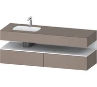 Duravit Qatego lavabo encastré avec meuble sous-lavabo en console, 1600x550x600mm, niche blanc mat, vasque à gauche, QA4795018430010, Couleur: basalte mat/avec Ã©clairage de niche