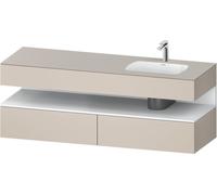 Duravit Qatego lavabo encastré avec meuble sous-lavabo en console, 1600x550x600mm, niche blanc mat, vasque à droite, QA4796018910010, Couleur: Taupe mat/avec éclairage de niche