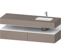 Duravit Qatego lavabo encastré avec meuble sous-lavabo en console, 1600x550x600mm, niche blanc mat, vasque à droite, QA4796018430000, Couleur: Basalte mat