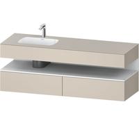 Duravit Qatego lavabo encastré avec meuble sous-lavabo en console, 1600x550x600mm, niche blanc mat, vasque à gauche, QA4795018830010, Couleur: Taupe Supermatt/avec éclairage de niche