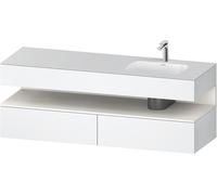 Duravit Qatego lavabo encastré avec meuble sous-lavabo en console, 1600x550x600mm, niche blanc supermatt, vasque à droite, QA4796084180000, Couleur: Blanc Mat