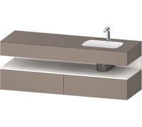 Duravit Qatego lavabo encastré avec meuble sous-lavabo en console, 1600x550x600mm, niche blanc supermatt, vasque à droite, QA4796084430000, Couleur: Basalte mat