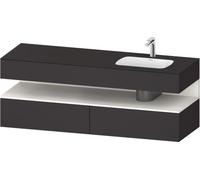 Duravit Qatego lavabo encastré avec meuble sous-lavabo en console, 1600x550x600mm, niche blanc supermatt, vasque à droite, QA4796084800010, Couleur: Graphite supermat/avec éclairage de niche