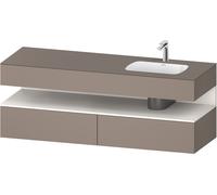 Duravit Qatego lavabo encastré avec meuble sous-lavabo en console, 1600x550x600mm, niche blanc supermatt, vasque à droite, QA4796084430010, Couleur: basalte mat/avec Ã©clairage de niche