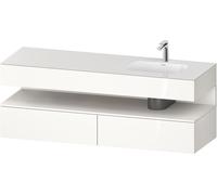 Duravit Qatego lavabo encastré avec meuble sous-lavabo en console, 1600x550x600mm, niche blanc supermatt, vasque à droite, QA4796084220000, Couleur: Blanc brillant