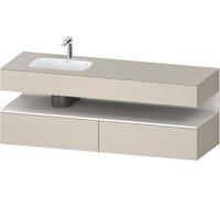 Duravit Qatego lavabo encastré avec meuble sous-lavabo en console, 1600x550x600mm, niche blanc supermatt, vasque à gauche, QA4795084830000, Couleur: taupe supermatt