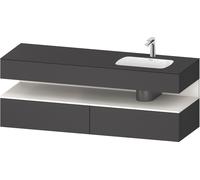 Duravit Qatego lavabo encastré avec meuble sous-lavabo en console, 1600x550x600mm, niche blanc supermatt, vasque à droite, QA4796084490000, Couleur: Graphite mat