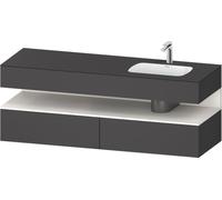 Duravit Qatego lavabo encastré avec meuble sous-lavabo en console, 1600x550x600mm, niche blanc supermatt, vasque à droite, QA4796084490010, Couleur: Graphite mat/avec éclairage de niche