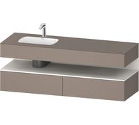 Duravit Qatego lavabo encastré avec meuble sous-lavabo en console, 1600x550x600mm, niche blanc supermatt, vasque à gauche, QA4795084430000, Couleur: Basalte mat