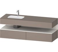 Duravit Qatego lavabo encastré avec meuble sous-lavabo en console, 1600x550x600mm, niche blanc supermatt, vasque à gauche, QA4795084430010, Couleur: basalte mat/avec éclairage de niche