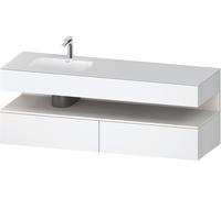 Duravit Qatego lavabo encastré avec meuble sous-lavabo en console, 1600x550x600mm, niche blanc supermatt, vasque à gauche, QA4795084180010, Couleur: Blanc mat/avec Ã©clairage de niche