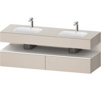 Duravit Qatego lavabo encastré avec meuble sous-lavabo en console, 1600x550x600mm, niche blanche supermat, lavabo double, QA4797084910010, Couleur: Taupe mat/avec Ã©clairage de niche