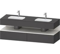 Duravit Qatego lavabo encastré avec meuble sous-lavabo en console, 1600x550x600mm, niche blanche supermat, lavabo double, QA4797084490000, Couleur: Graphite mat