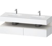 Duravit Qatego lavabo encastré avec meuble sous-lavabo en console, 1600x550x600mm, niche blanche supermat, lavabo double, QA4797084180010, Couleur: Blanc mat/avec Ã©clairage de niche
