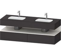 Duravit Qatego lavabo encastré avec meuble sous-lavabo en console, 1600x550x600mm, niche blanche supermat, lavabo double, QA4797084800010, Couleur: Graphite supermat/avec Ã©clairage de niche