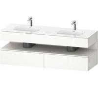 Duravit Qatego lavabo encastré avec meuble sous-lavabo en console, 1600x550x600mm, niche blanche supermat, lavabo double, QA4797084220010, Couleur: Blanc brillant/avec Ã©clairage de niche