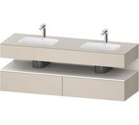 Duravit Qatego lavabo encastré avec meuble sous-lavabo en console, 1600x550x600mm, niche blanche supermat, lavabo double, QA4797084830000, Couleur: taupe supermatt
