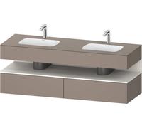 Duravit Qatego lavabo encastré avec meuble sous-lavabo en console, 1600x550x600mm, niche blanche supermat, lavabo double, QA4797084430000, Couleur: Basalte mat