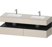 Duravit Qatego lavabo encastré avec meuble sous-lavabo en console, 1600x550x600mm, niche chêne noir, lavabo double, QA4797016830010, Couleur: Taupe Supermatt/avec éclairage de niche