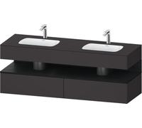Duravit Qatego lavabo encastré avec meuble sous-lavabo en console, 1600x550x600mm, niche chêne noir, lavabo double, QA4797016800010, Couleur: Graphite supermat/avec éclairage de niche