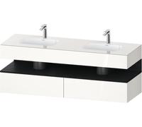 Duravit Qatego lavabo encastré avec meuble sous-lavabo en console, 1600x550x600mm, niche chêne noir, lavabo double, QA4797016220000, Couleur: Blanc brillant