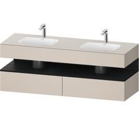 Duravit Qatego lavabo encastré avec meuble sous-lavabo en console, 1600x550x600mm, niche chêne noir, lavabo double, QA4797016910010, Couleur: Taupe mat/avec éclairage de niche